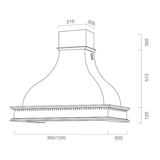 Cappa cucina rustica bianca FAMILY con cornice in legno intarsio cm 120