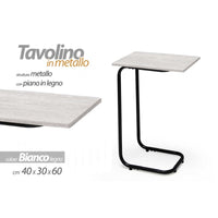 Tavolino da divano bianco servetto struttura metallo cm 40 x 30 x 60 h