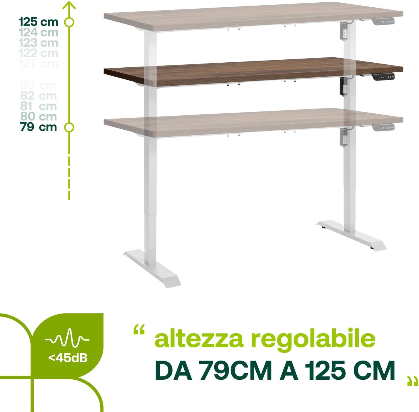 Scrivania Regolabile in Altezza con Motore e Display - 150x69 cm