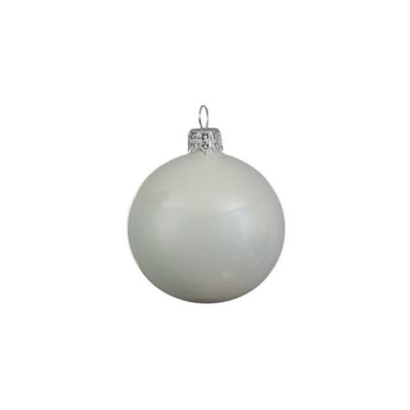 Decoro albero natale vetro pallina BIANCA SMALTO cm 6