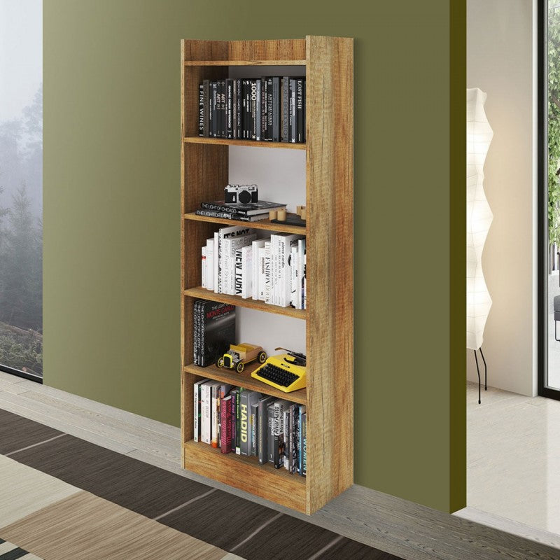 Mobile Libreria colore noce country 6 ripiani h. 180x64x29 cm