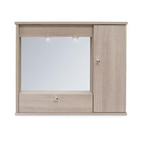 Specchiera bagno mobile arredo moderno 1 anta con ribalta  olmo h.61x73x14