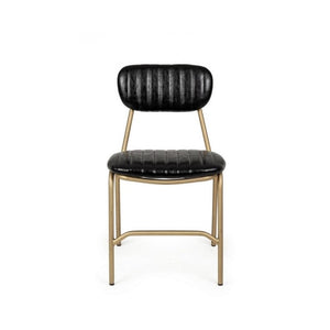 Sedia moderna retro Addy con struttura in acciaio similpelle nero