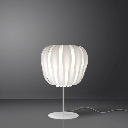 Lampada da Tavolo Base e Stelo Bianco in Metallo Cm. 19 x 33h