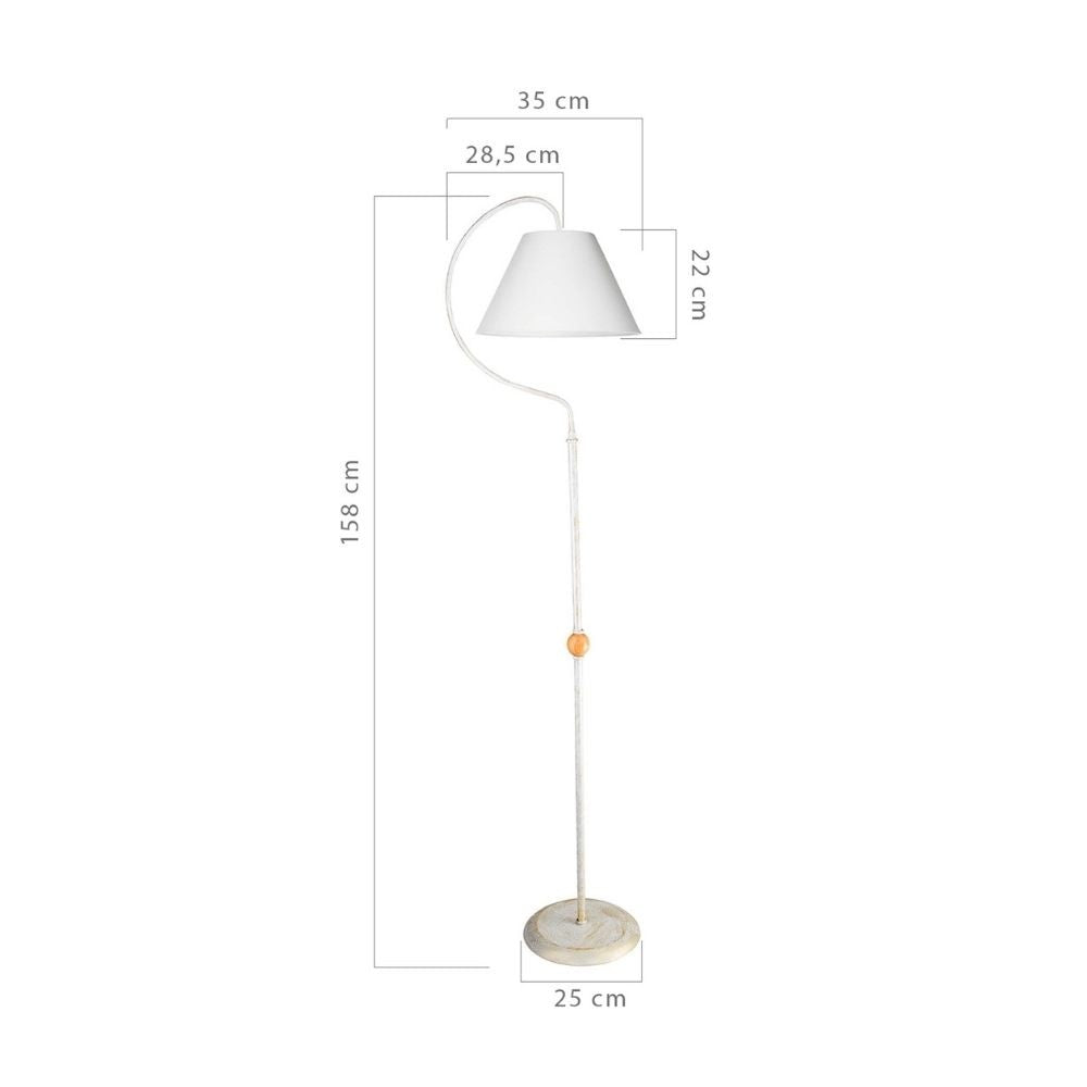 Lampada da terra a stelo Geo ASZ1043 con paralume tessuto bianco EFFEZ