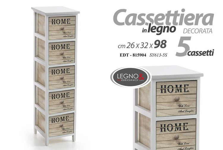 Cassettiera decorata home cm 26 x 32 x 98 h