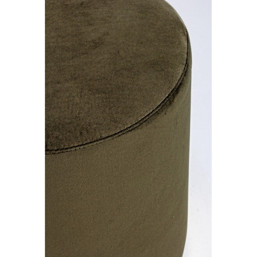 Pouf verde effetto velluto con fascia oro cm 35 x 40 h