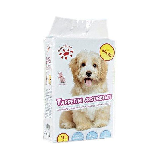 Set 10 Tappetini Assorbenti Per Cani E Gatti 60x90