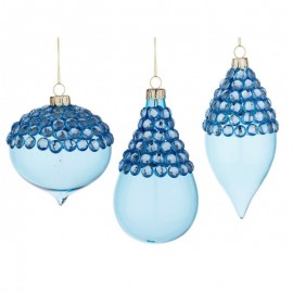 Pendaglio in vetro Azzurro JEWEL  pallina natale Assortito pz 1