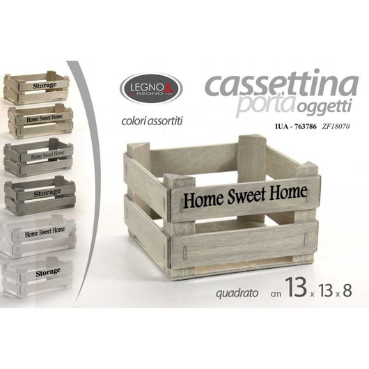 Cassettina in legno portaoggetti home sweet Colori assortiti cm 13