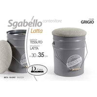 Sgabello vintage  in secchio latta grigio 30 x 28 x 35 h