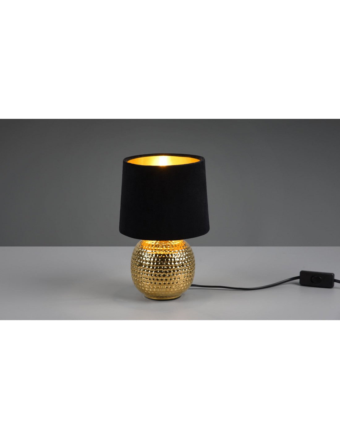 Lumetto Comodino Sophia Ceramica Oro Con Paralume Velluto Nero Trio Lighting