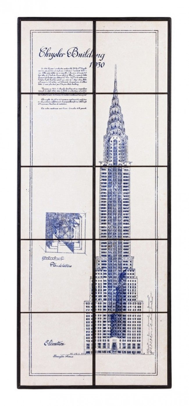 Quadro Chrysler building in legno e piastrelle di ceramica 43x104x400h cm