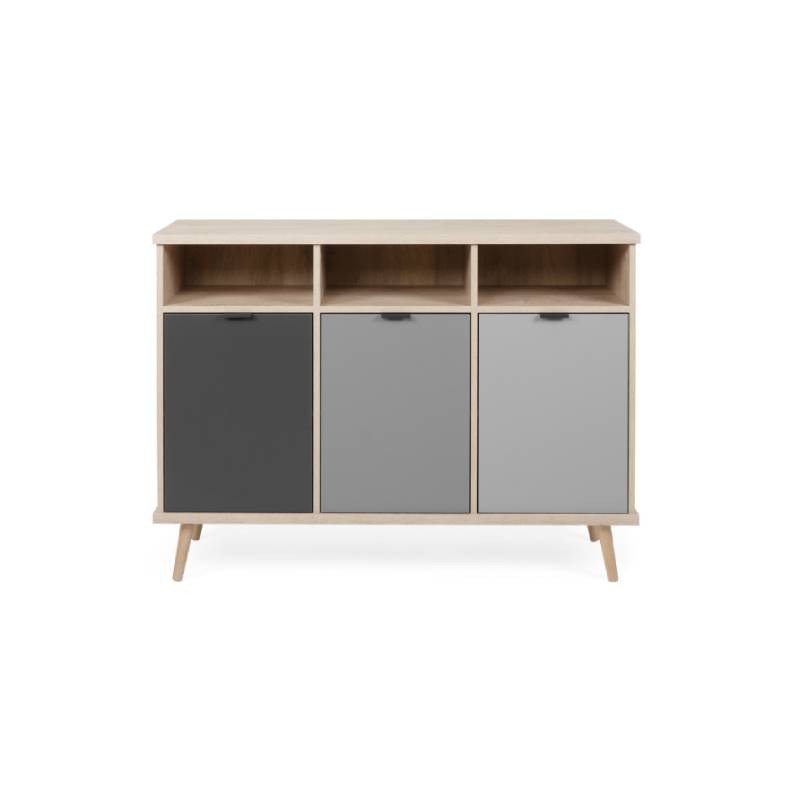 Credenza tre vani sonoma grigio piedini rialzati cm 120 x 40 x 88 h EFFEZ