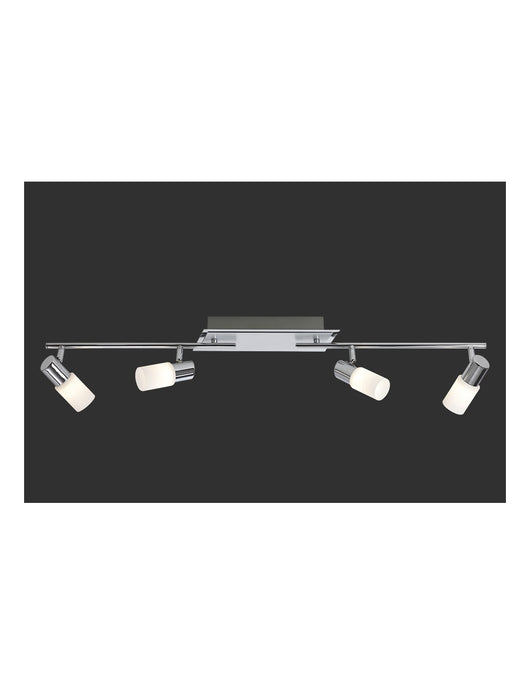 Faretto Clapton 4 Spot Led Cromo E Vetro Bianco L96 cm Trio Lighting