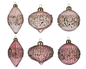 Pallina Di Natale Decoris Vetro Glitterato Rosa 8Cm Assoriti