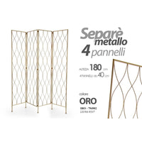 Separe divisorio oro quattro pannelli cm 160 x 180 h