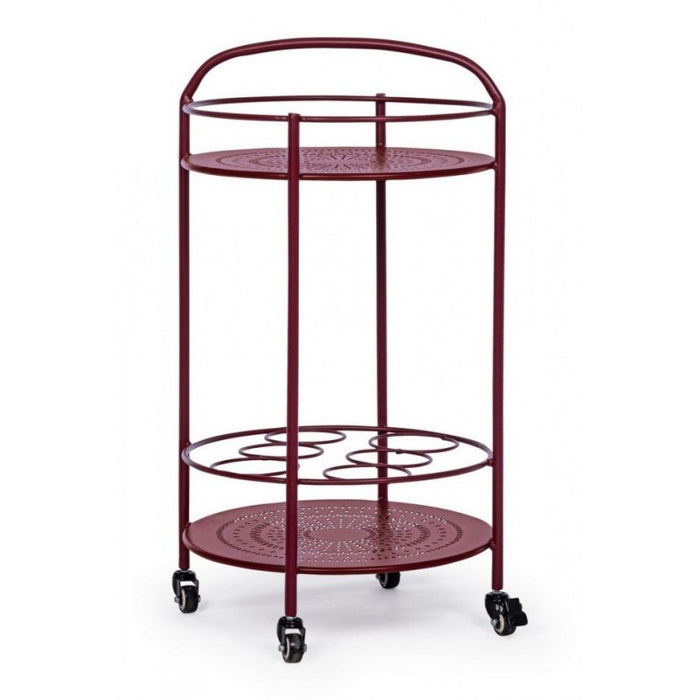 Carrello per bottiglie in acciaio  Rosso Bordeaux