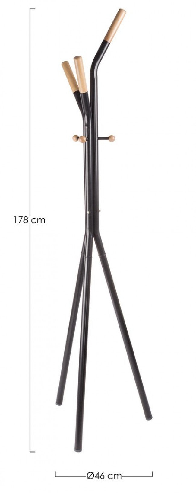 Appendiabiti moderno Alain in acciaio nero 178h cm