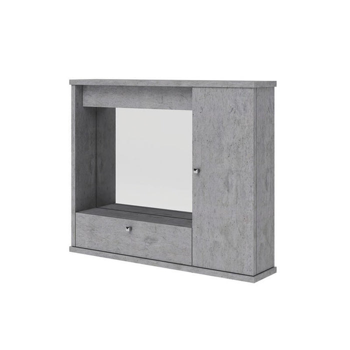 Specchiera bagno grigio cemento mobile arredo moderno 1 anta con ribalta h.61x73x14