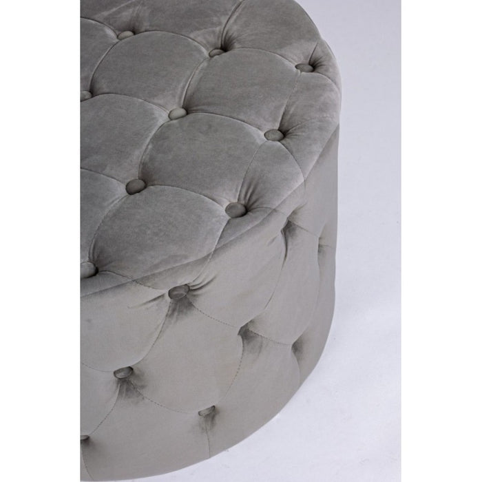 Pouf vintage grigio velluto cm diam 60 x 42 h