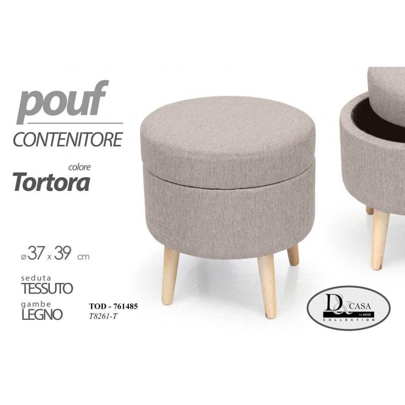 Pouff camera con contenitore tortora cm 37 x 39 h