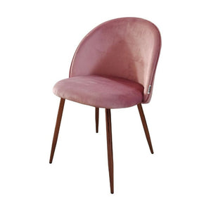 Sedia in tessuto rosa con gambe in metallo oro rosa  78x47x57 cm