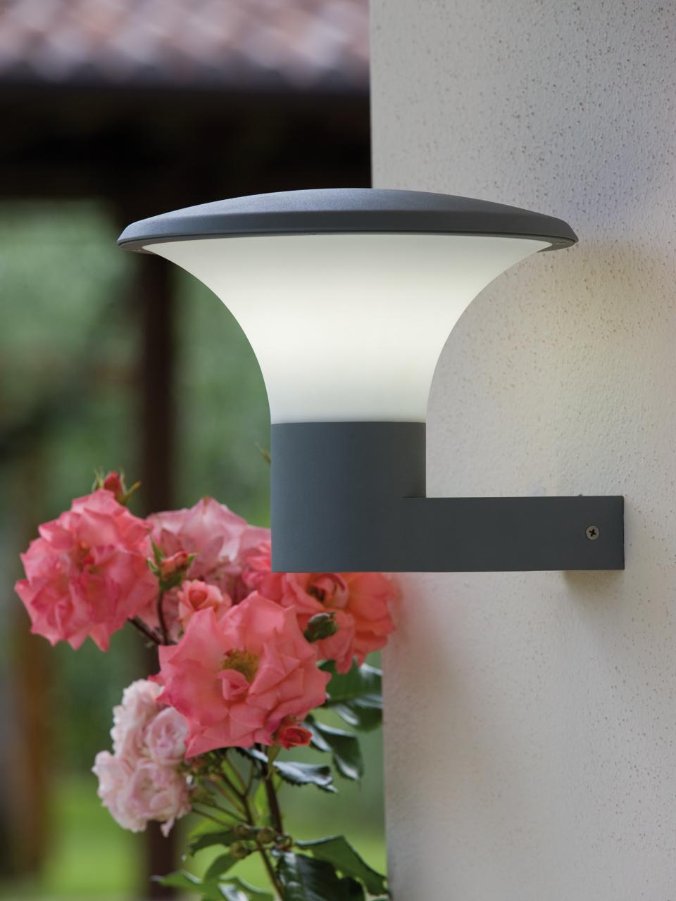 Lampada da esterno in alluminio pressofuso con diffusore opalino - Altezza max 160mm - IP44 - Potenza massima 25W grafite