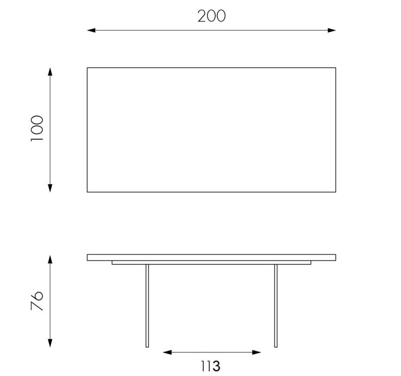 Tavolo fisso in rovere termocotto e gambe in vetro trasparente 100x200x76h cm