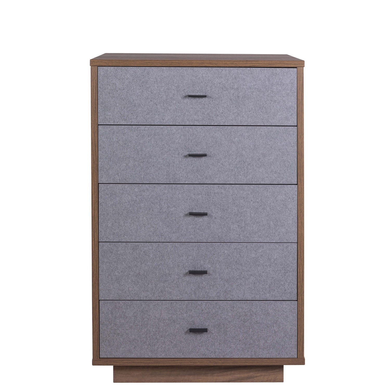 Cassettiera Elegante con 5 Cassetti - Noce/Grigio - 70,30x108,70x44,40 cm