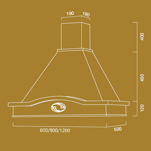 Cappa aspirante LUCREZIA in acciaio inox bianca e cornice in legno intarsio colore cenere  cm 120