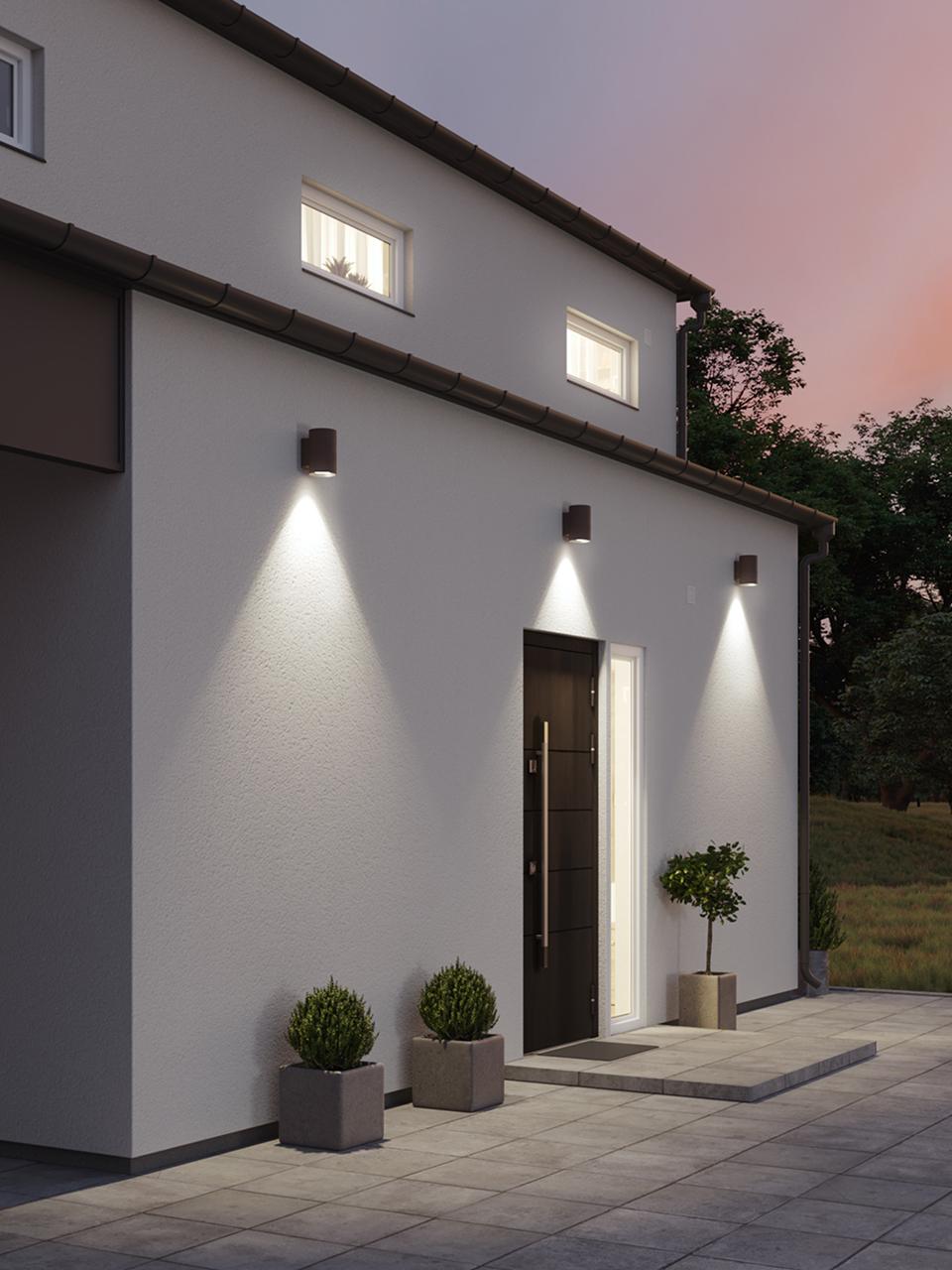 Lampada da parete in alluminio pressofuso, diffusori in vetro trasparente, 20W, 2120 lumen, luce calda bianco