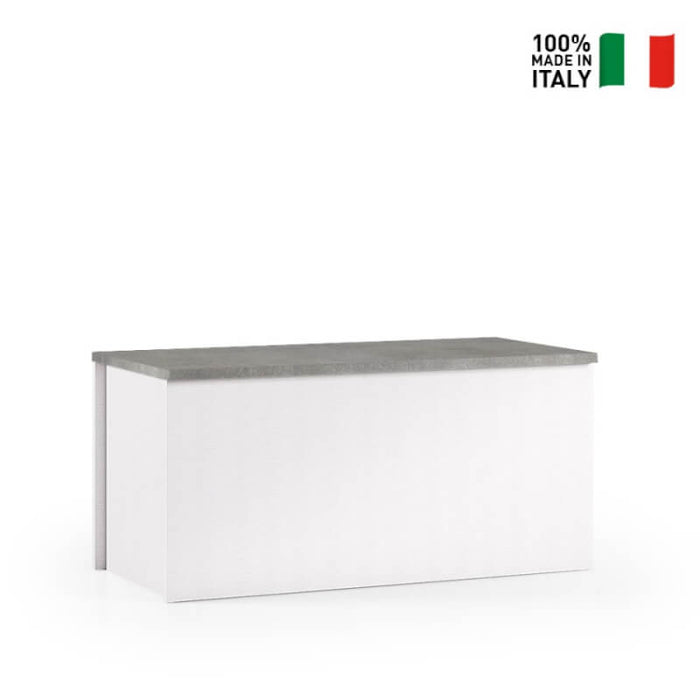 Baule Contenitore Con Chiusura Rallentata bianco, top cemento