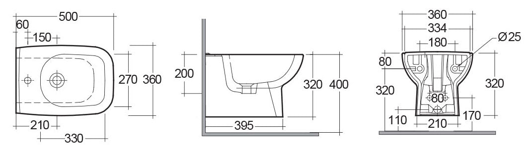 Bidet sospeso con rubinetto integrato