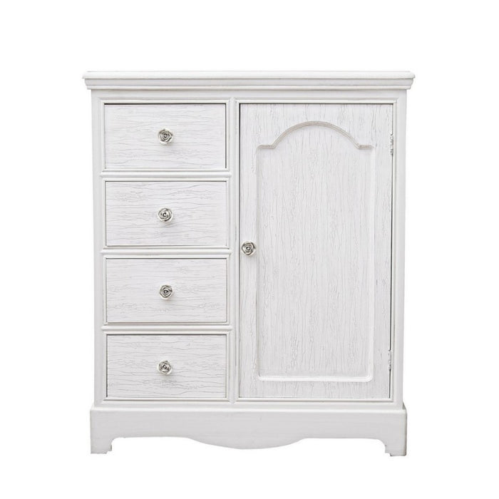 Credenza in MDF un anta quattro cassetti Bianca BLANC 66x32,5x h80 cm