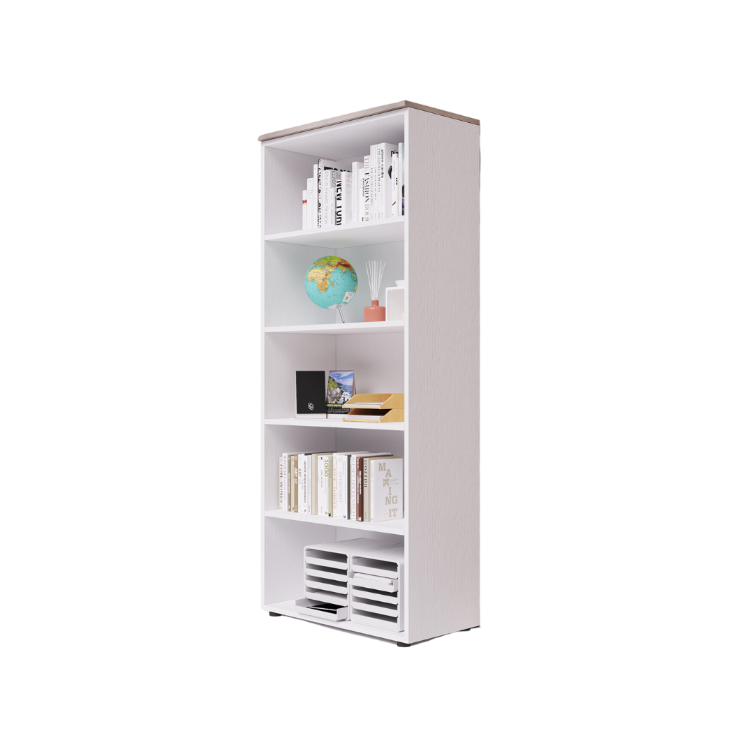 Libreria da ufficio a giorno  con top  colore Olmo H212x90x45cm