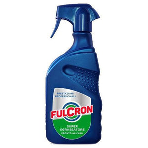 Spray sgrassante multiuso FULCRON Super, flacone vapo da 750 ml, prodotto nel 1980.