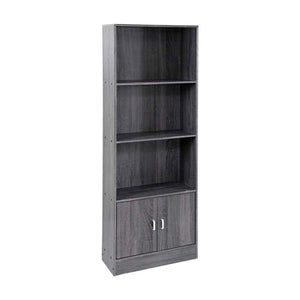 Libreria 3 ripiani 2 ante colre grigio 60x24xh.170 cm