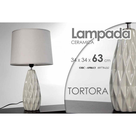 Lampada da tavolo tortora lume ceramica  cm 34 x 34 x 62.5 h