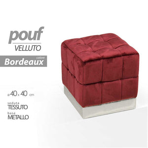 Pouf decorativo poggiapiedi bordeaux cm 40 in velluto