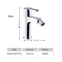 Miscelatore Lento per Bidet Piletta Push Pull Cromo