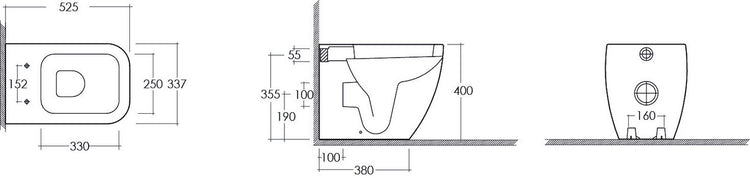 Vaso Metropolitan Filo Muro con Scarico Universale