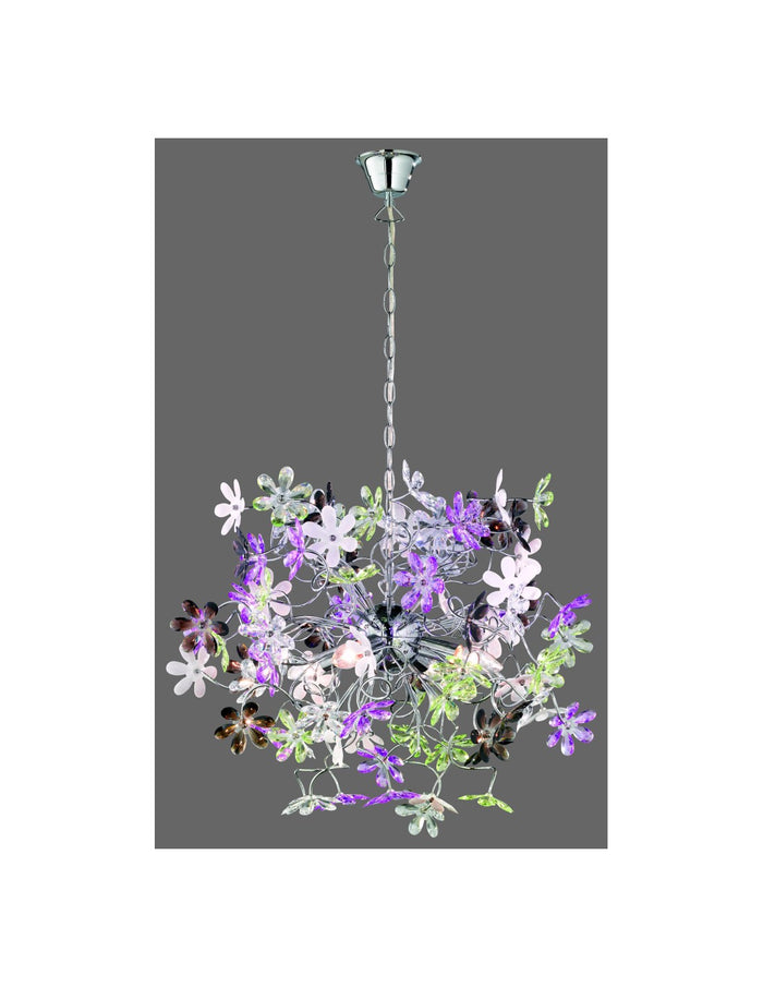 Sospensione Flower 4xE14 Cromo Fiori Multicolor Ø63 cm Trio Lighting