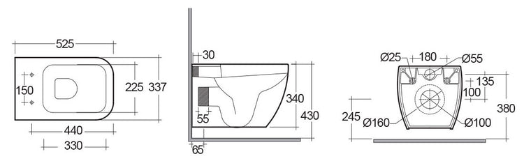 Vaso sospeso Metropolitan rimless - Fissaggio nascosto