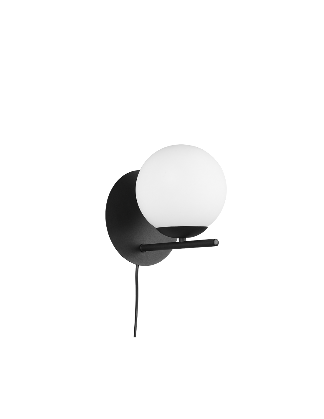 Lampada Da Parete Nero Sfera Vetro Bianco Pure Trio Lighting