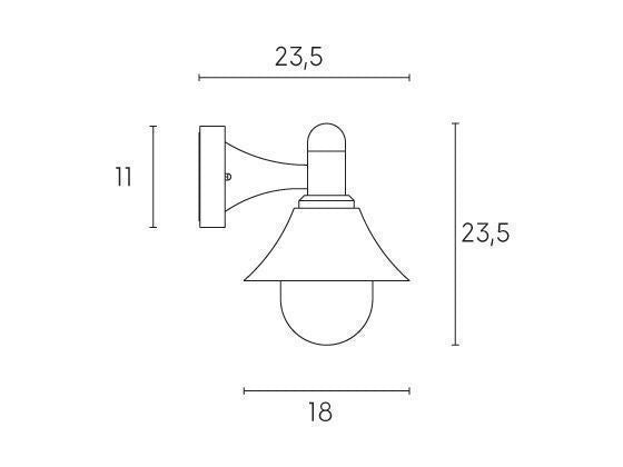 Applique Piccola In Basso E27  linea soda  nero