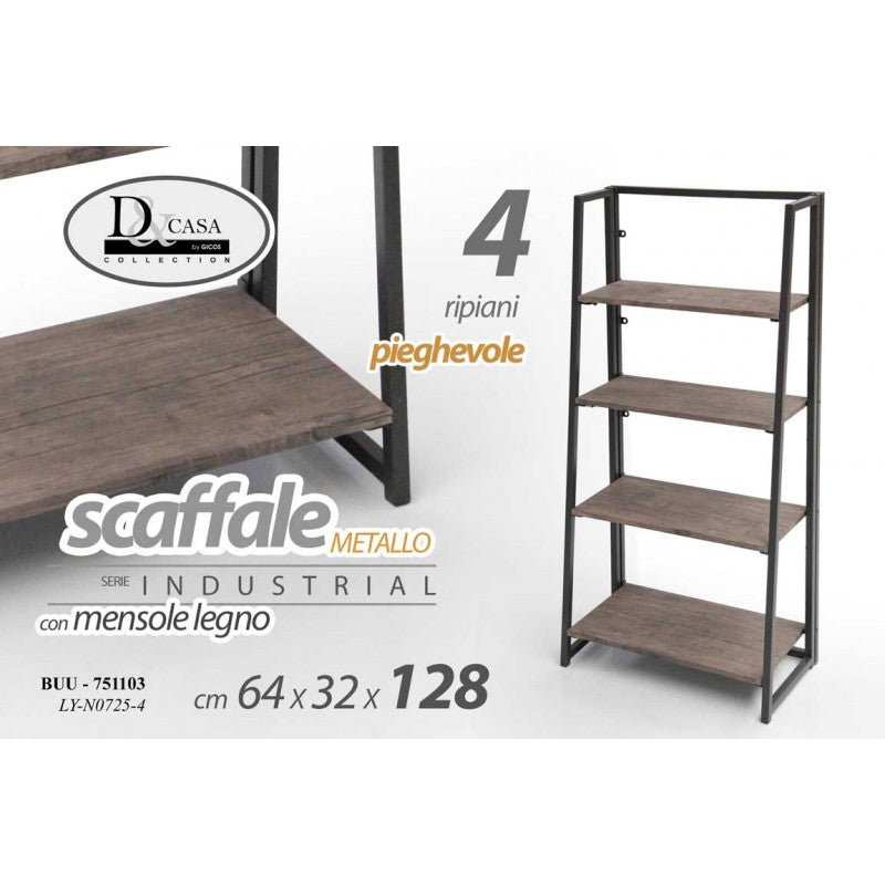 Libreria scaffale urban industrial   cm 64 x 32 x 128 h