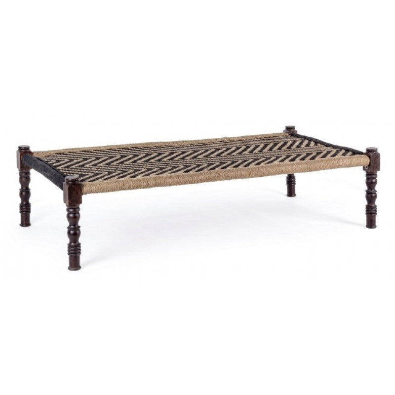 Panca  etnica in legno Nero KHAT TAMIL 176x86x h46 cm