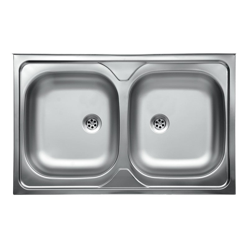 Lavello da cucina due vasche in acciaio inox da appoggio 50x80 cm EFFEZ