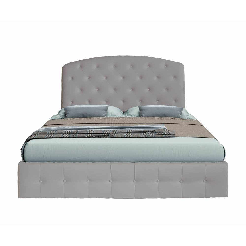 Letto matrimoniale contenitore con testiera curva grigio chiaro Button2